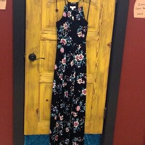 Candie's Black and Pink Halter Maxi Dress for Weddings